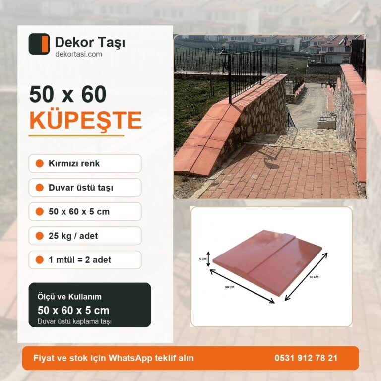 Kırmızı Duvar Üstü Küpeşte Taşı
