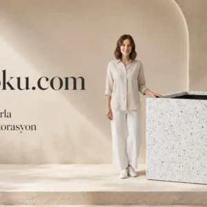 Büyük Küp Beton Saksı 90 cm